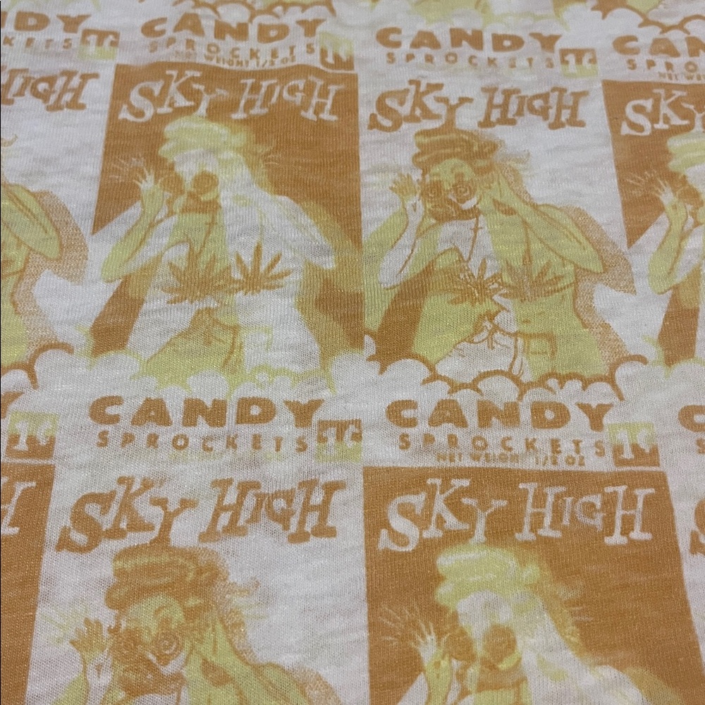 Urban Outfitters Yellow & Cream Printed Short Sleeve Tee